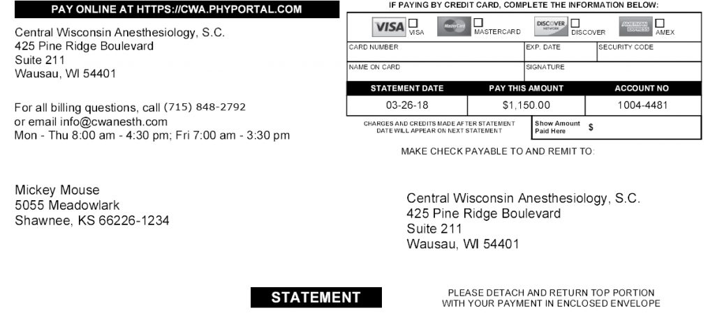 Pay My Bill Central Wisconsin Anesthesiology